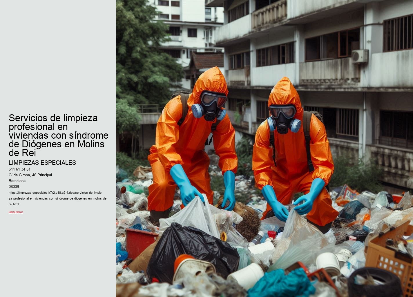 Servicios de limpieza profesional en viviendas con síndrome de Diógenes en Molins de Rei