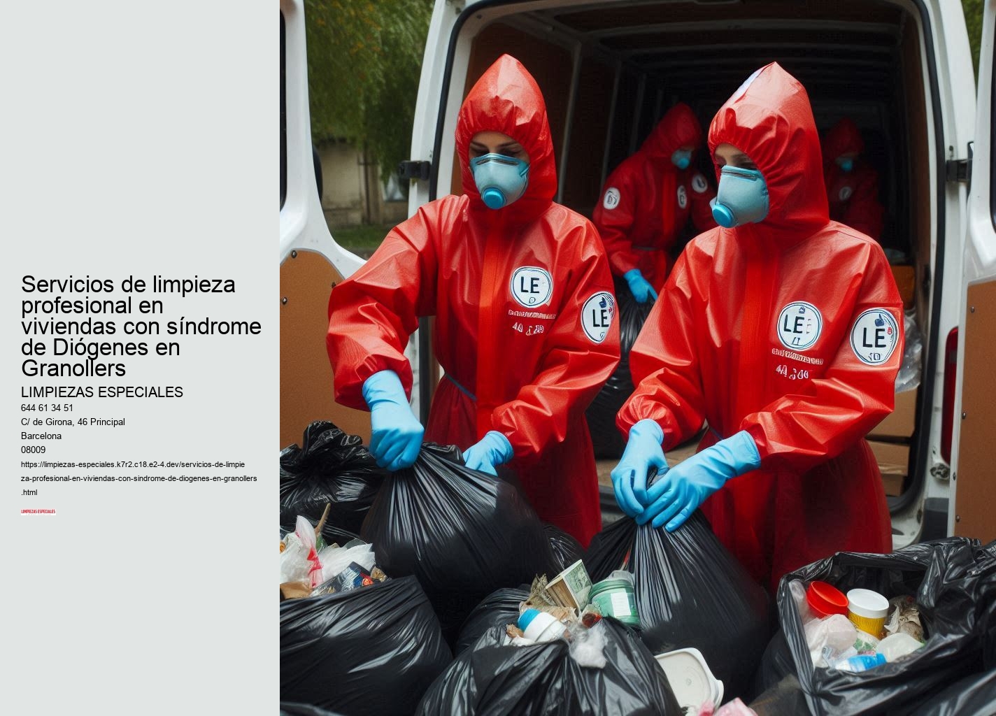 Servicios de Limpiezas Especiales para el síndrome de Diógenes